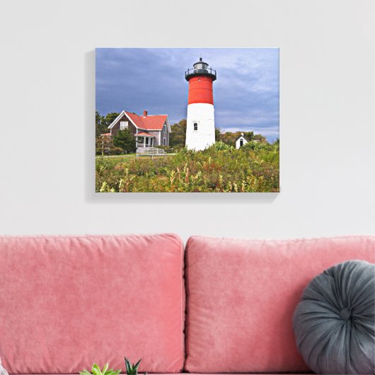Nauset Light house, Cape Cod Mass Canvas Print キャンバスプリント (インサイチュ (リビング))