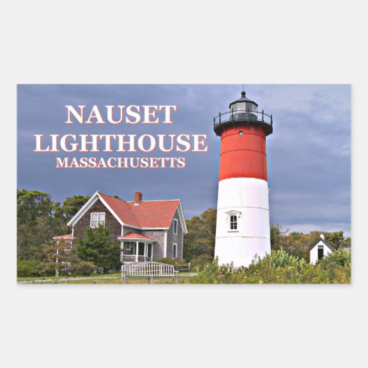 Nauset Light house, Cape Cod Massachusettsスタンプ 長方形シール (正面)