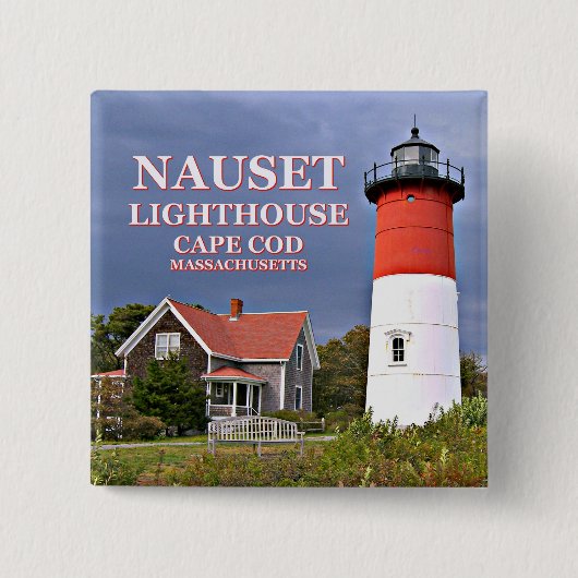 Nauset Light house, Cape Cod Massachusetts Pin 缶バッジ (正面)