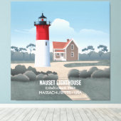 Nauset Lighthouse キャンバスプリント (インサイチュ (ウッドフロア))