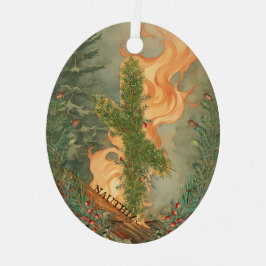 Nauthiz Runeとユール（キリスト降誕祭）ログ冬の至名 メタルオーナメント