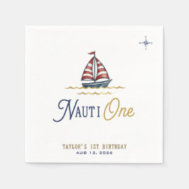 Nauti One セイルボート 1歳の誕生日パーティー スタンダードカクテルナプキン