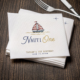 Nauti One セイルボート 1歳の誕生日パーティー スタンダードカクテルナプキン