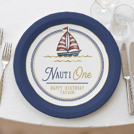 Nauti One セイルボート 1歳の誕生日パーティー ペーパープレート