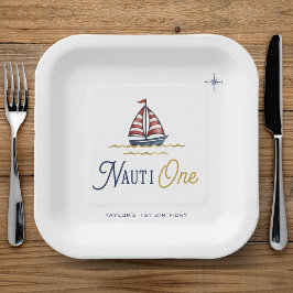 Nauti One セイルボート 1歳の誕生日パーティー ペーパープレート