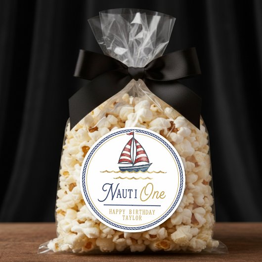 Nauti One セイルボート 1歳の誕生日パーティー ラウンドシール