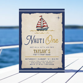 Nauti One セイルボート 1歳の誕生日パーティー 招待状