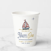 Nauti One セーリングボート 1歳の誕生日パーティー 紙コップ (裏面)