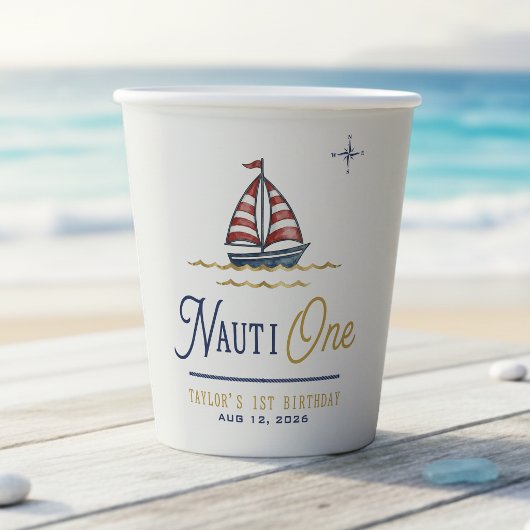 Nauti One セーリングボート 1歳の誕生日パーティー 紙コップ