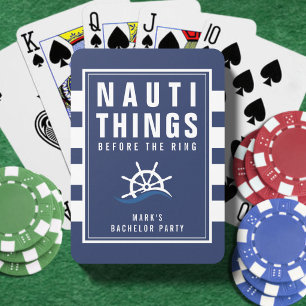 Nauti Things バチェラー・パーティー 船の舵 青いストライプ トランプ