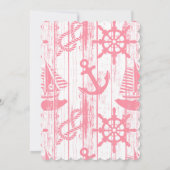 nauticalテイストのベビーシャワー招待状(女の子 ピンク 青) 招待状 (裏面)