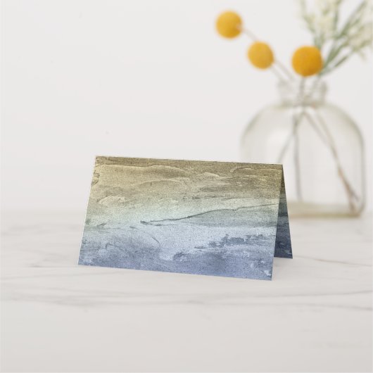 #Nauticalネイビーブルー金ゴールド水彩イベント結婚 プレイスカード (裏面)