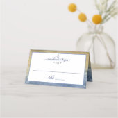 #Nauticalネイビーブルー金ゴールド水彩イベント結婚 プレイスカード (正面)