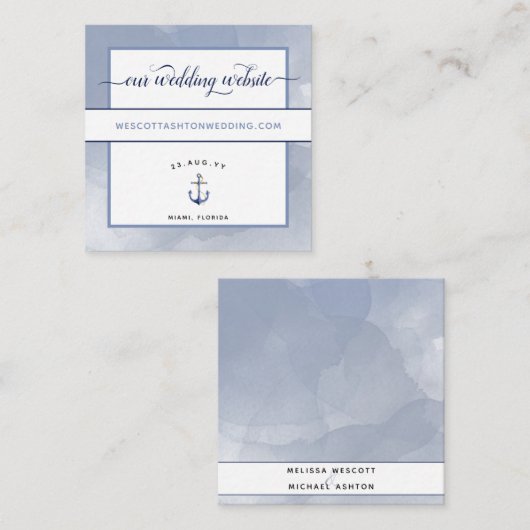 #Nauticalブルーウォーターカラーイベント結婚ズWebサイト エンクロージャーカード (正面/裏面)