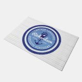 nautical大尉の第50誕生日ロープのいかりの舵輪 ドアマット (アングル)