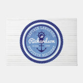 nautical大尉の第50誕生日ロープのいかりの舵輪 ドアマット (正面)