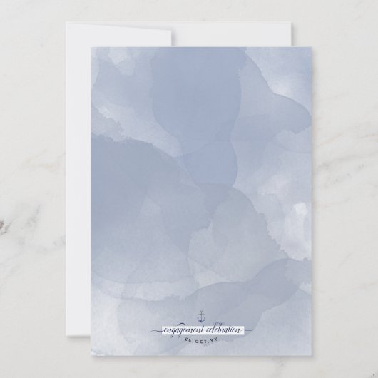 #Nautical婚約パーティブルーウォーター色 招待状 (裏面)