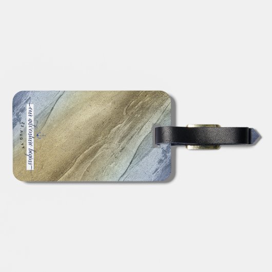 #Nautical青と金ゴールド#Wedding日付の保存 ラゲッジタグ (裏面横)