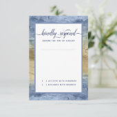 #Nautical ネイビーブルー ゴールド #水彩 結婚式 出欠カード (スタンド正面)