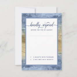 #Nautical ネイビーブルー ゴールド #水彩 結婚式 出欠カード