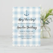 Nautical Ahoy Baby Boy Baby Shower 招待状 (スタンド正面)