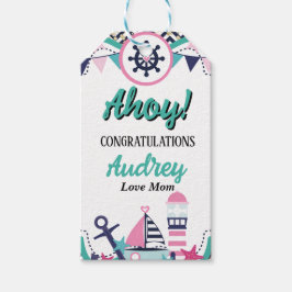 Nautical Ahoy Baby Shower ギフトタグ