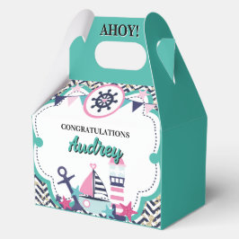 Nautical Ahoy Baby Shower 4.5"w x 2.75"l x 5.5"h フェイバーボックス