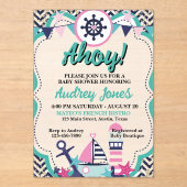 Nautical Ahoy Baby Shower Invitation アクリル招待状 (正面)