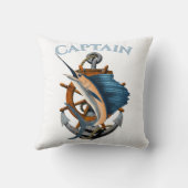 nautical Anchor大尉の深海の魚釣り クッション (裏面)