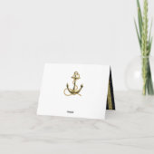 nautical Anchor ゴールド ブラックストライプ テーブル プレイスクカード サンキューカード (裏面)