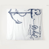 nautical anchor ブライダルシャワー ホワイト タペストリー (正面(横))