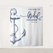 nautical anchor ブライダルシャワー ホワイト タペストリー (正面)