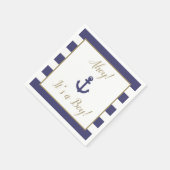 Nautical Anchor "Ahoy! It's a Boy!" Baby Shower スタンダードカクテルナプキン (角)