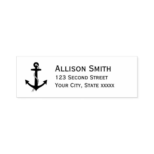 Nautical Anchor Black Return Address セルフインキングスタンプ (デザイン)
