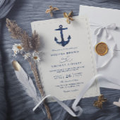 Nautical Anchor Blue Modern Chic QR Code Wedding 招待状
