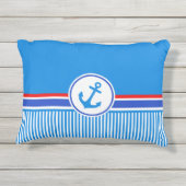 Nautical anchor blue red white stripes ship name アウトドアクッション (裏面)