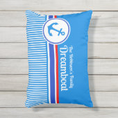 Nautical anchor blue red white stripes ship name アウトドアクッション (正面(縦))