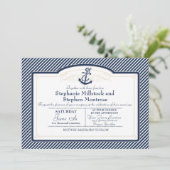 Nautical Anchor Boat Diagonal Stripes Swirl Modern 招待状 (スタンド正面)