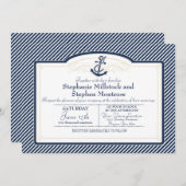 Nautical Anchor Boat Diagonal Stripes Swirl Modern 招待状 (正面/裏面)