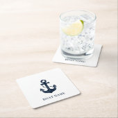 Nautical Anchor Boat Name スクエアペーパーコースター (インサイチュ)