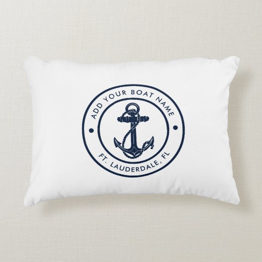 Nautical Anchor Boat Name Beach House Custom アクセントクッション (正面)