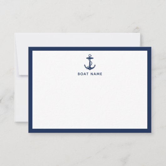Nautical Anchor Boat Name Custom サンキューカード (正面)