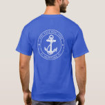 Nautical Anchor Boat Name Family Cruise Custom Tシャツ<br><div class="desc">Add your boat or captain's name and location by clicking the "Personalize" button above. Set sail in style with our custom nautical-themed boating swag t-shirt, the ultimate companion for your maritime adventures. This tee boasts a cute design inspired by the ocean's wonders, featuring classic maritime motifs such as an anchor...</div>