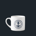 Nautical Anchor Boat Name Navy Blue Boating エスプレッソカップ<br><div class="desc">Add your boat or captain's name and location by clicking the "Personalize" button above. Set sail in style with our custom nautical-themed boating swag Espresso Cup, the ultimate companion for your maritime adventures. This Espresso Cup boasts a cute design inspired by the ocean's wonders, featuring classic maritime motifs such as...</div>