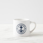 Nautical Anchor Boat Name Navy Blue Boating エスプレッソカップ (右)
