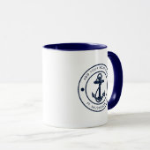 Nautical Anchor Boat Name Navy Blue Custom マグカップ (正面右)