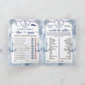  Nautical Anchor Bridal Shower, Wedding 4 Games 招待状 (内部)