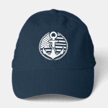 Nautical Anchor Cap with Distressed American Flag 