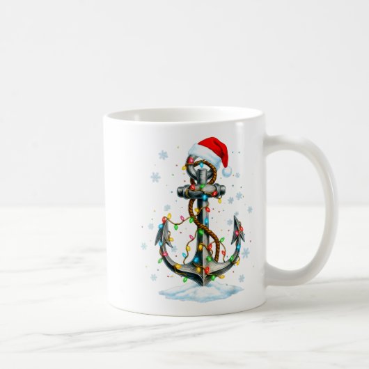Nautical Anchor Christmas Lights Boating Sailor コーヒーマグカップ (右)