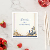 Nautical Anchor Compass Birthday スタンダードカクテルナプキン (インサイチュ)